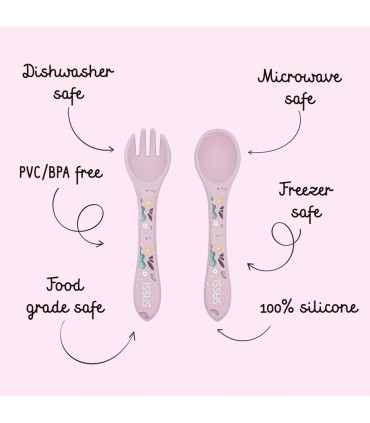 قاشق و چنگال سیلیکونی کودک ساسی طرح حیوانات