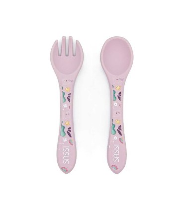 قاشق و چنگال سیلیکونی کودک ساسی طرح حیوانات