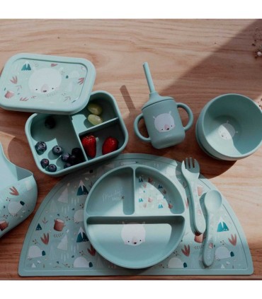 قاشق و چنگال سیلیکونی کودک ساسی طرح حیوانات