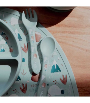 قاشق و چنگال سیلیکونی کودک ساسی طرح حیوانات