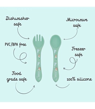 قاشق و چنگال سیلیکونی کودک ساسی طرح حیوانات