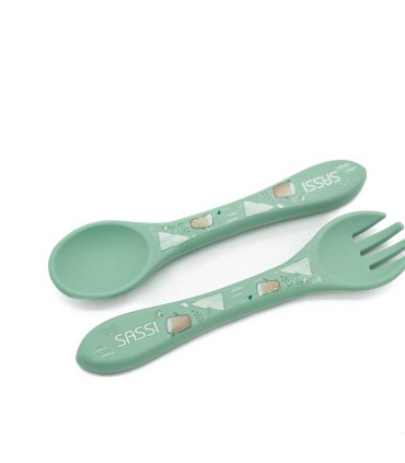 قاشق و چنگال سیلیکونی کودک ساسی طرح حیوانات