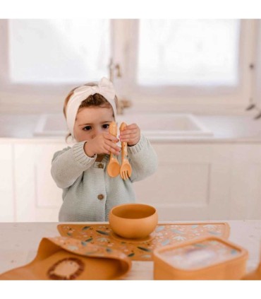 قاشق و چنگال سیلیکونی کودک ساسی طرح حیوانات