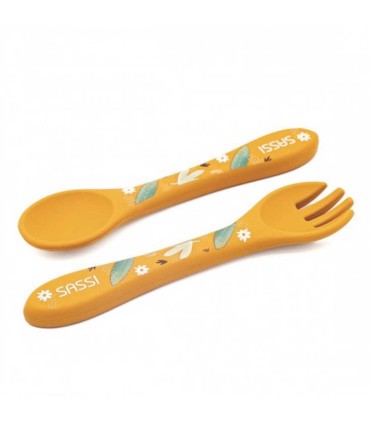 قاشق و چنگال سیلیکونی کودک ساسی طرح حیوانات