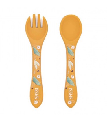 قاشق و چنگال سیلیکونی کودک ساسی طرح حیوانات