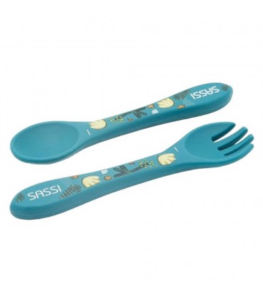 قاشق و چنگال سیلیکونی کودک ساسی طرح حیوانات