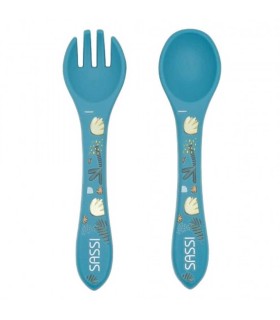 قاشق و چنگال سیلیکونی کودک ساسی طرح حیوانات