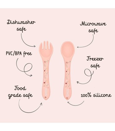 قاشق و چنگال سیلیکونی کودک ساسی طرح حیوانات