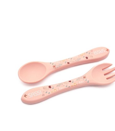 قاشق و چنگال سیلیکونی کودک ساسی طرح حیوانات