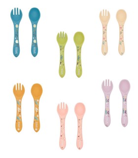 قاشق و چنگال سیلیکونی کودک ساسی طرح حیوانات