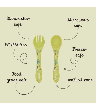 قاشق و چنگال سیلیکونی کودک ساسی طرح حیوانات