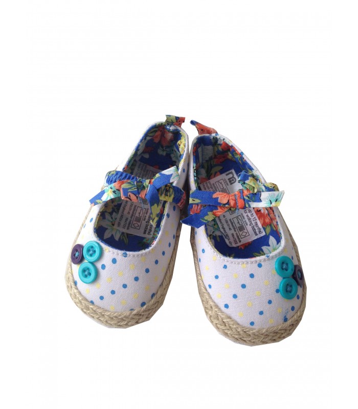 کفش و پاپوش کودک-کفش دخترانه سفید خالخال طرح 3 دکمه مادرکر-فروشگاه کودکو