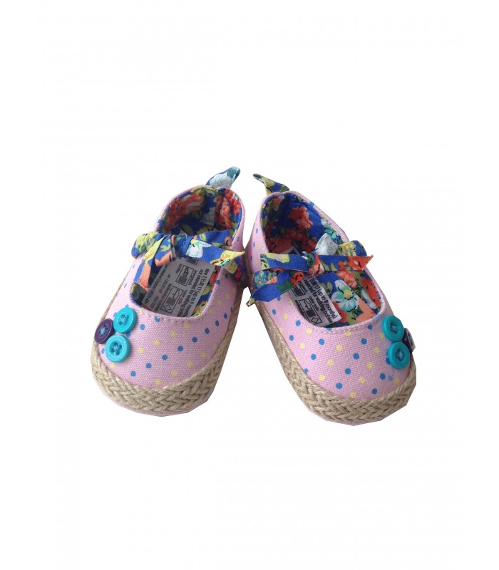 کفش و پاپوش کودک-کفش دخترانه صورتی کمرنگ خالخال طرح 3 دکمه مادرکر-فروشگاه کودکو